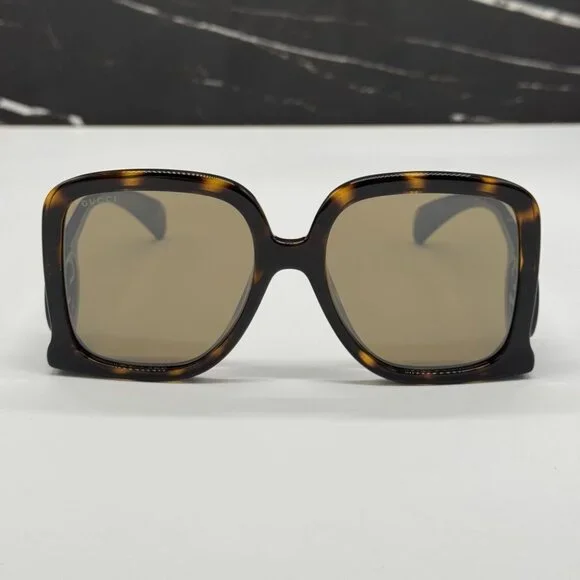 NEW GG1326S 007 GUCCI SUNGLASSES OVERSIZED DARK HAVANA WOMEN EYEWEAR GUCCI - Picture 3 of 12